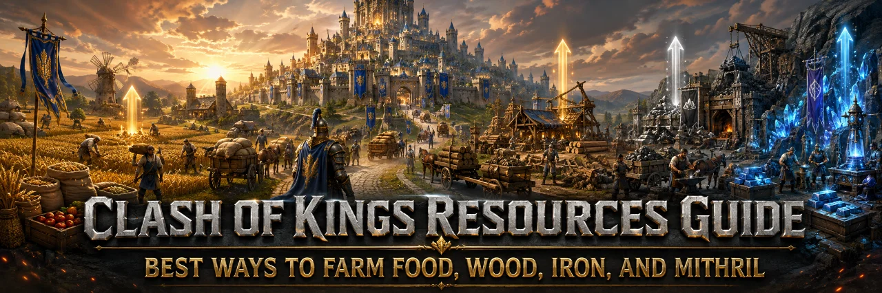 Clash of Kings Resources Guide – Best Ways to Farm Food, Wood, Iron, and Mithril