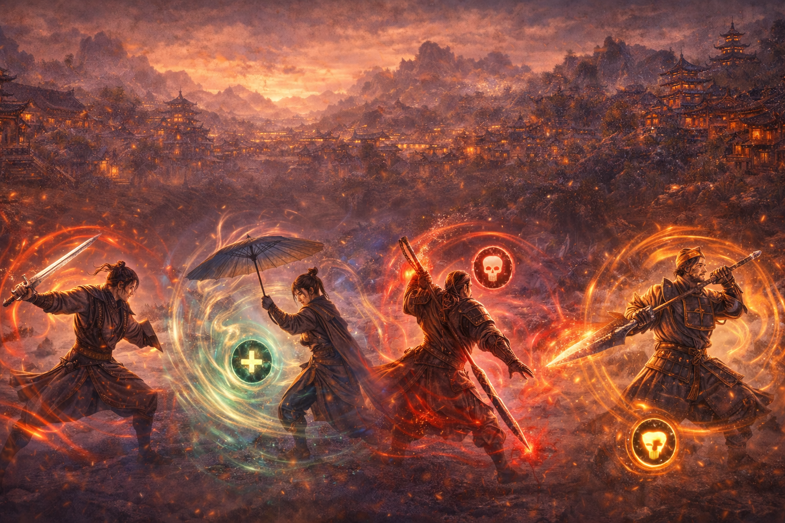 Where Winds Meet best early builds, Where Winds Meet solo build, beginner build Where Winds Meet, best early weapon combo, Nameless Sword Panacea Fan build, Soulshade Umbrella Panacea Fan build