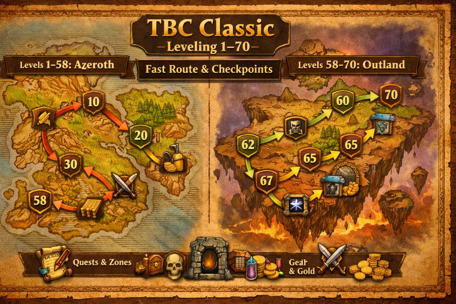TBC Classic leveling guide 1-70, WoW TBC Classic fast leveling route, TBC Classic leveling checkpoints TBC Classic leveling guide 1-70, WoW TBC Classic fast leveling route, TBC Classic leveling checkpoints