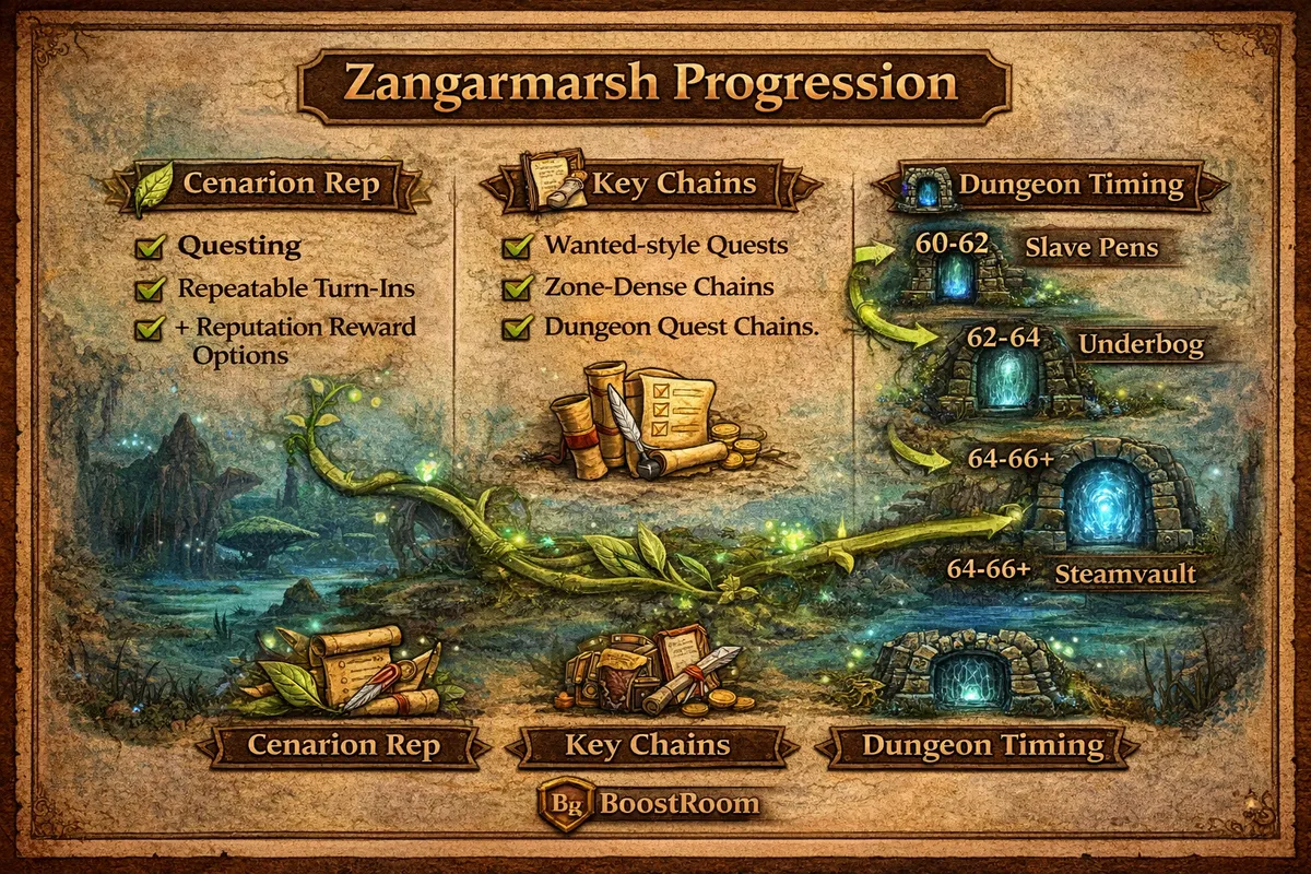 Zangarmarsh progression guide, TBC Classic Zangarmarsh quests, Cenarion Expedition reputation, Unidentified Plant Parts turn-in, Uncatalogued Species