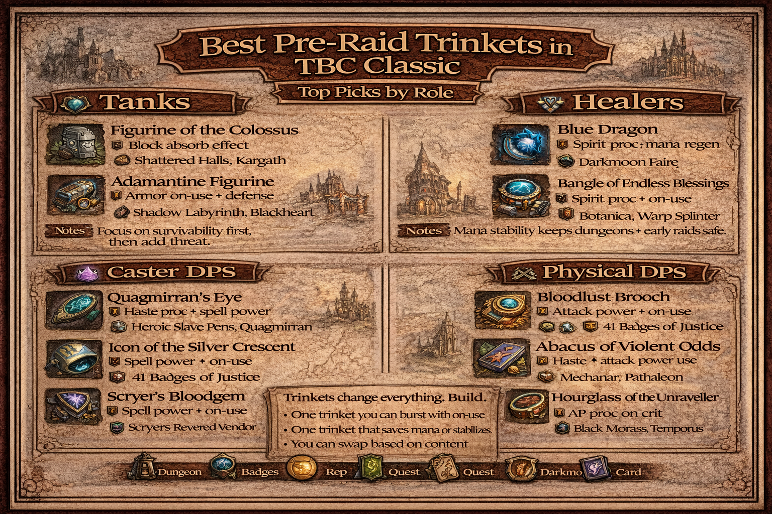 TBC Classic pre-raid trinkets, best trinkets TBC Classic, Karazhan prep, fresh 70 trinkets, tank trinkets TBC