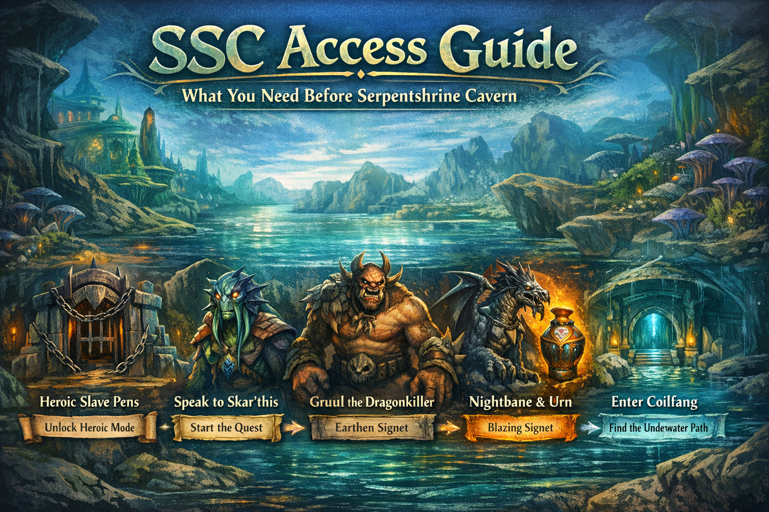 SSC access guide, Serpentshrine Cavern entrance, Coilfang Reservoir route, SSC attunement TBC Classic, The Cudgel of Kar’desh
