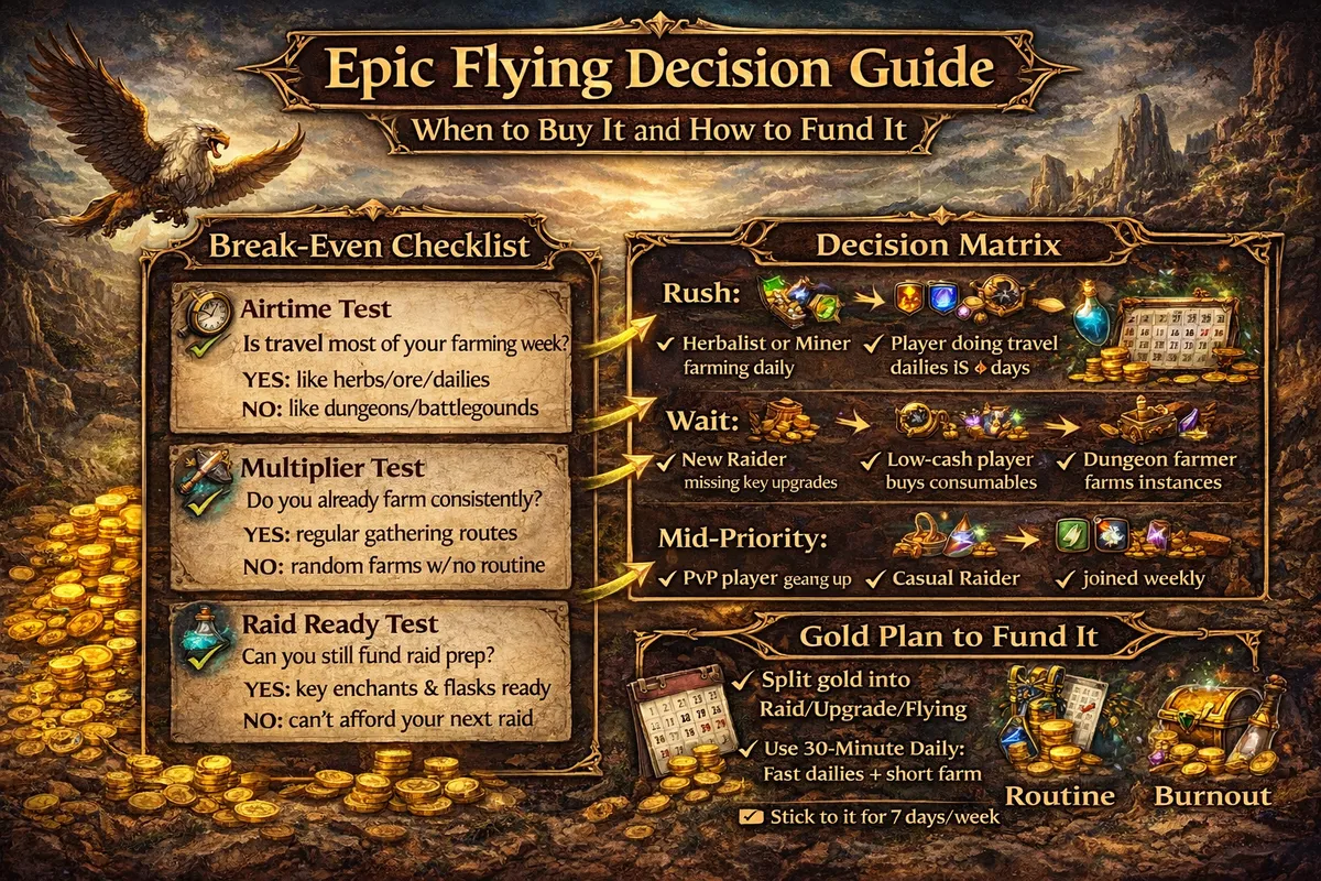 epic flying TBC Classic, artisan riding cost, 280% flying mount, when to buy epic flying, fast flying mount TBC