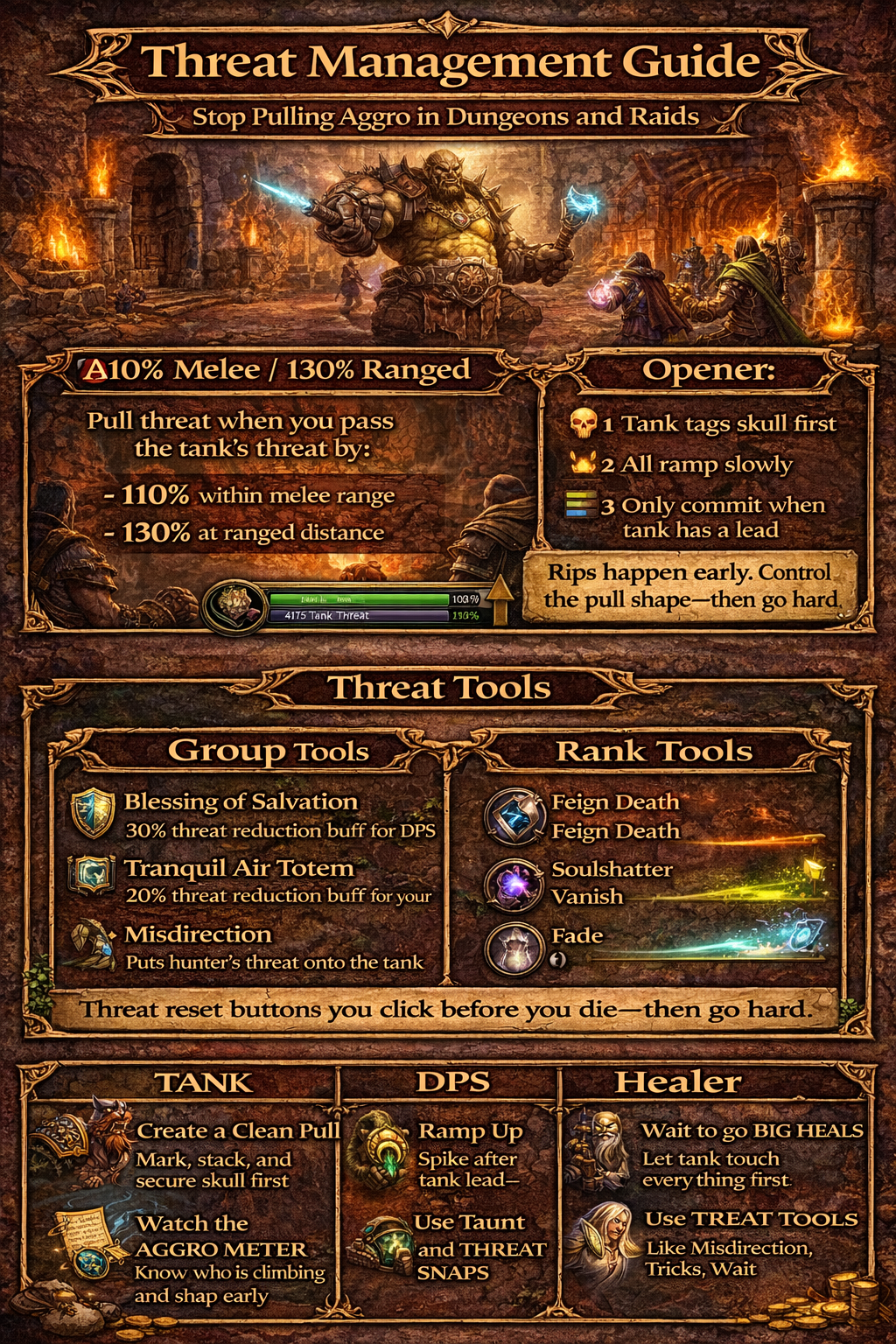 TBC Classic threat guide, how threat works TBC, 110% 130% aggro rule, stop pulling aggro TBC, dungeon threat management, raid threat management