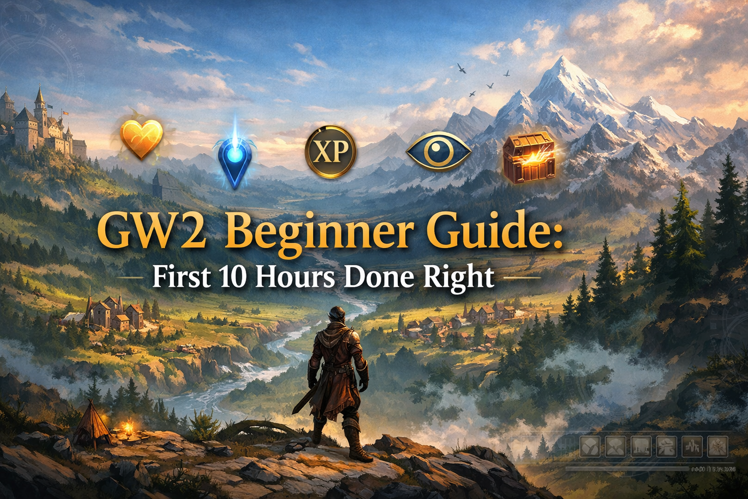 gw2 beginner guide, guild wars 2 new player, first 10 hours gw2, gw2 leveling tips, gw2 early game route, gw2 inventory management, gw2 loot guide, gw2 personal story levels, gw2 raptor level 10