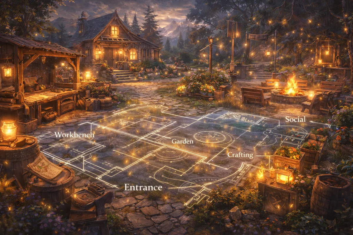 GW2 homestead guide, GW2 homestead design ideas, GW2 homestead layout tips, homestead decorating mode
