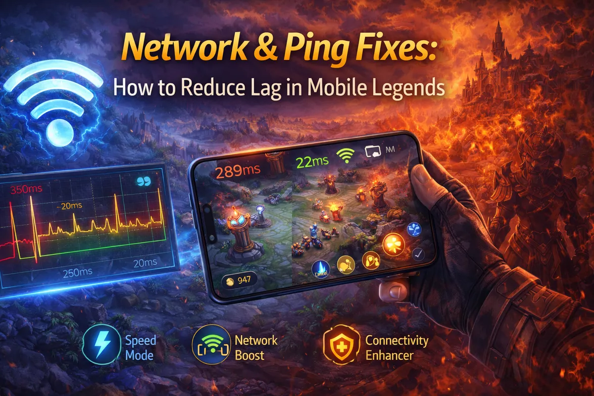 Mobile Legends lag fix, MLBB reduce ping, MLBB network fixes, how to stop lag in Mobile Legends, MLBB ping spikes, MLBB packet loss fix, MLBB jitter fix