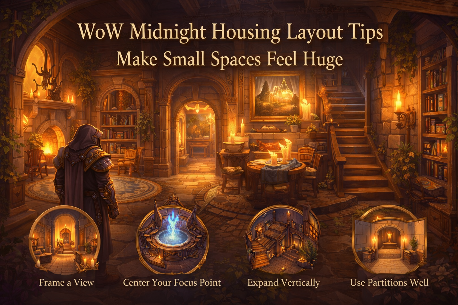 WoW Midnight housing layout tips, make small spaces feel huge WoW housing, WoW player housing small room ideas, Midnight housing floorplan tips, WoW housing partitions, WoW housing Advanced mode trick
