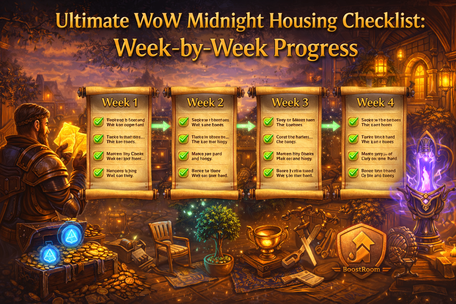 WoW Midnight housing checklist, WoW player housing guide, housing Endeavors, Community Coupons, Neighborhood Favor, housing décor farming, house leveling, décor collection