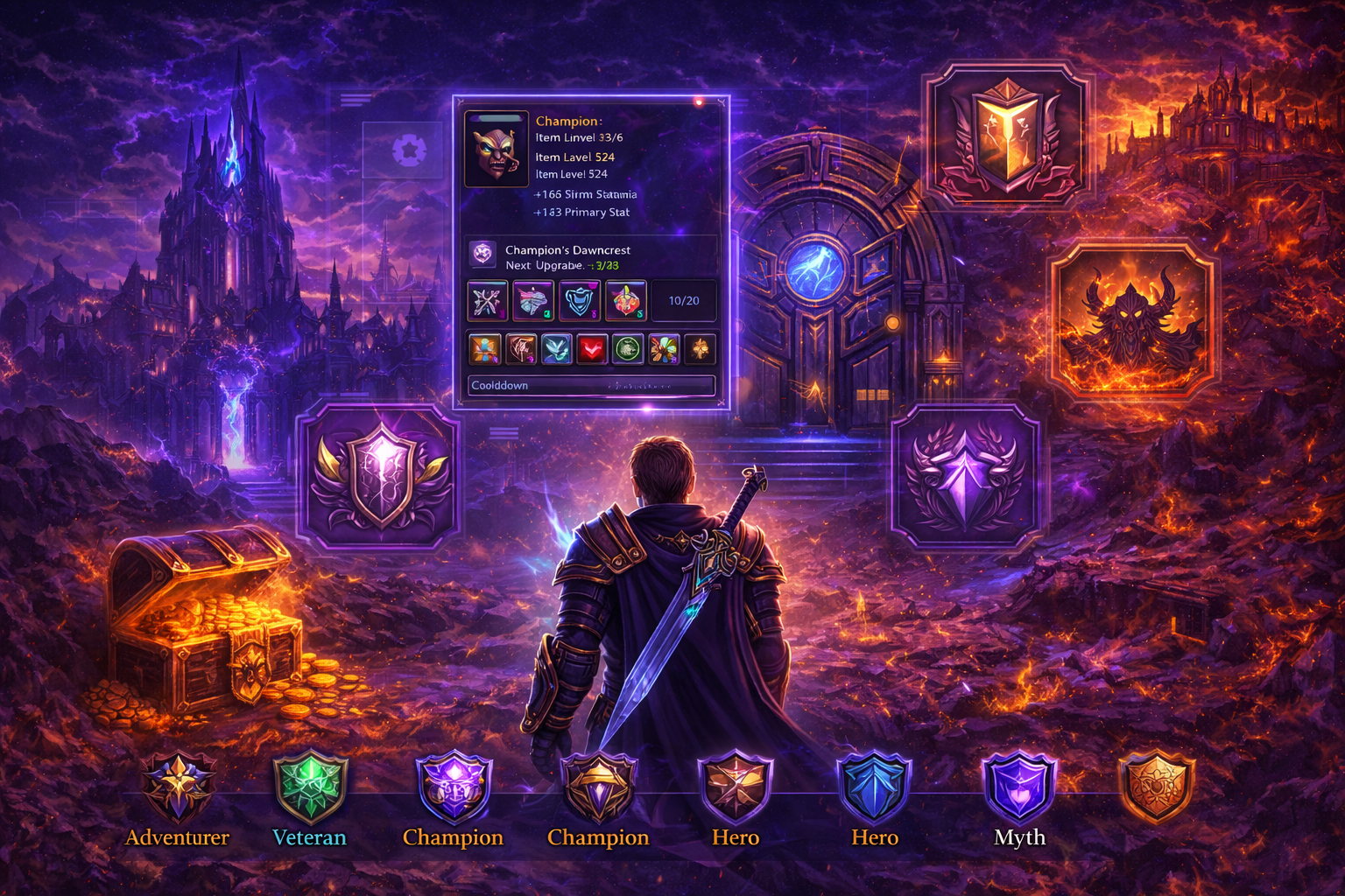 Learn Midnight’s gear tracks, Dawncrests, Great Vault rules, and best grind routes for Mythic+, raids, Delves, and Prey—without wasting upgrades.