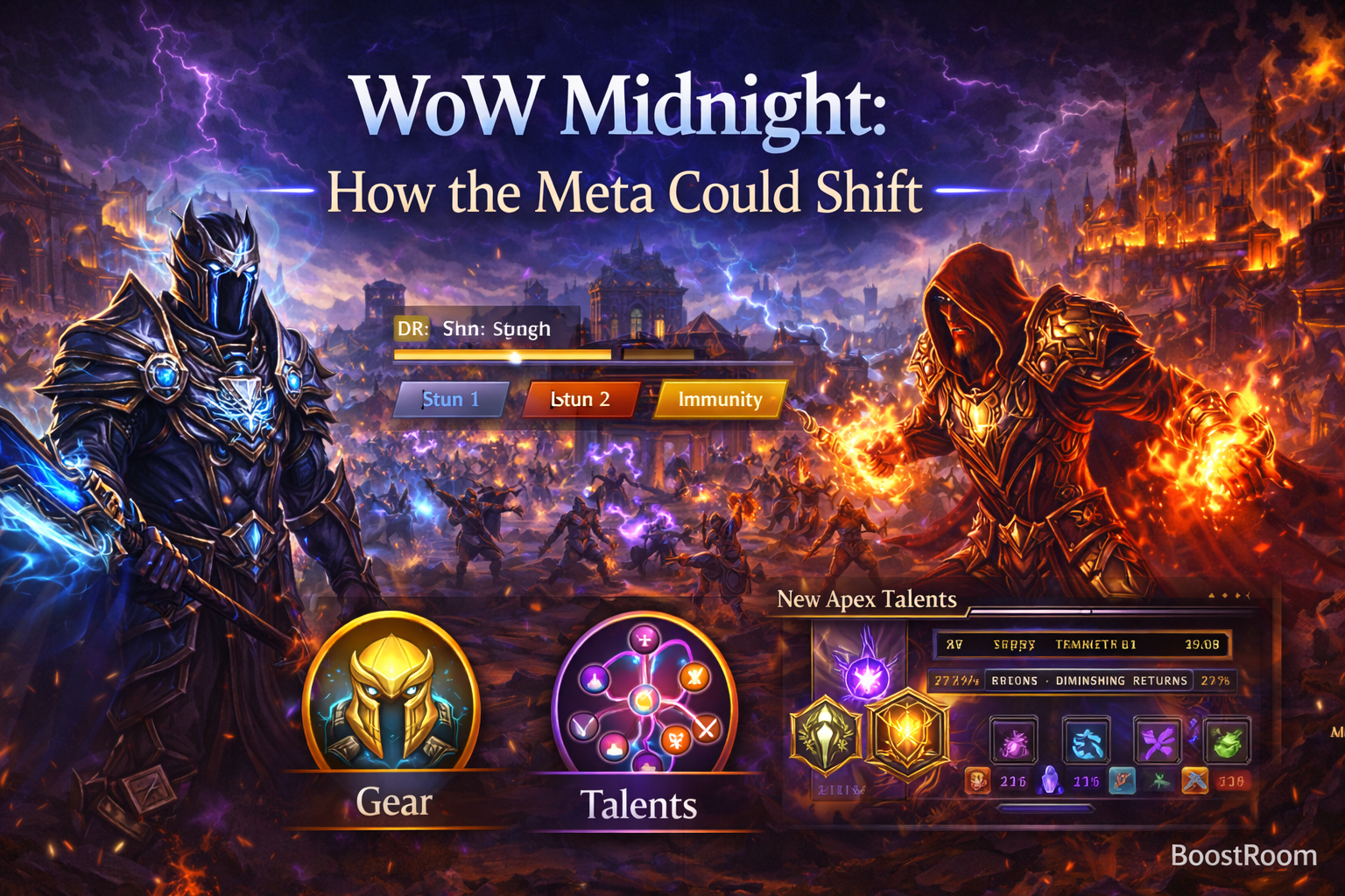 WoW Midnight arena, WoW Midnight arena meta, Midnight PvP meta, Midnight DR changes, diminishing returns 16 seconds, CC immunity after two, crowd control changes Midnight, arena comps Midnight