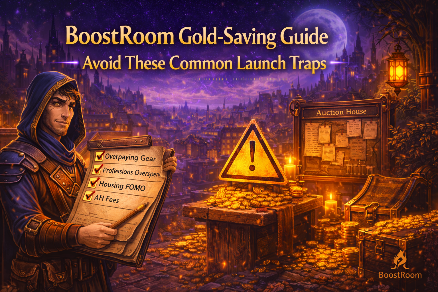 WoW Midnight gold saving, Midnight launch gold traps, how to save gold Midnight, BoostRoom gold guide, Midnight economy tips, Warband Bank gold tips, Warband Bank tabs cost, Midnight housing