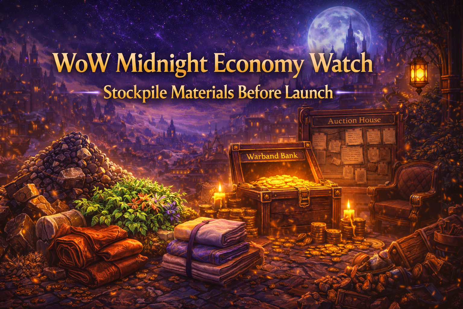 WoW Midnight economy watch, materials to stockpile before Midnight, Midnight stockpile guide, WoW housing decor reagents, reagents from every era Midnight, lumber farming Midnight