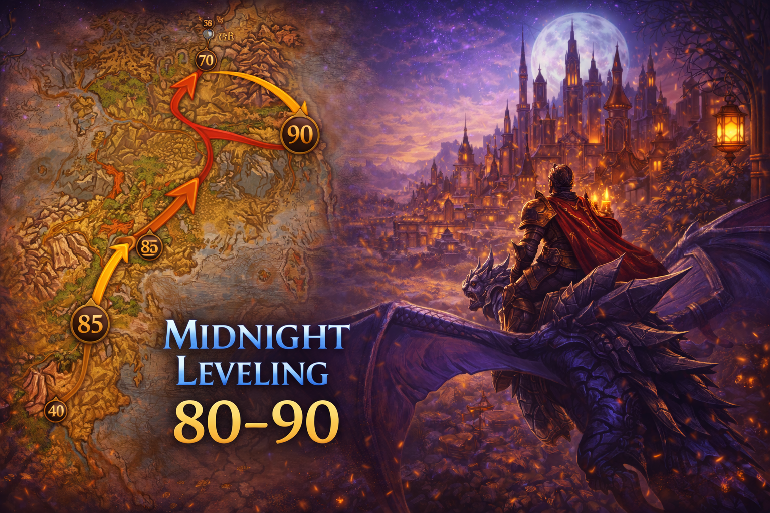 WoW Midnight leveling guide, fast leveling to 90 Midnight, 80-90 route Midnight, Midnight campaign leveling, fastest way to level 90 WoW, Midnight leveling zones route, Eversong Woods leveling route