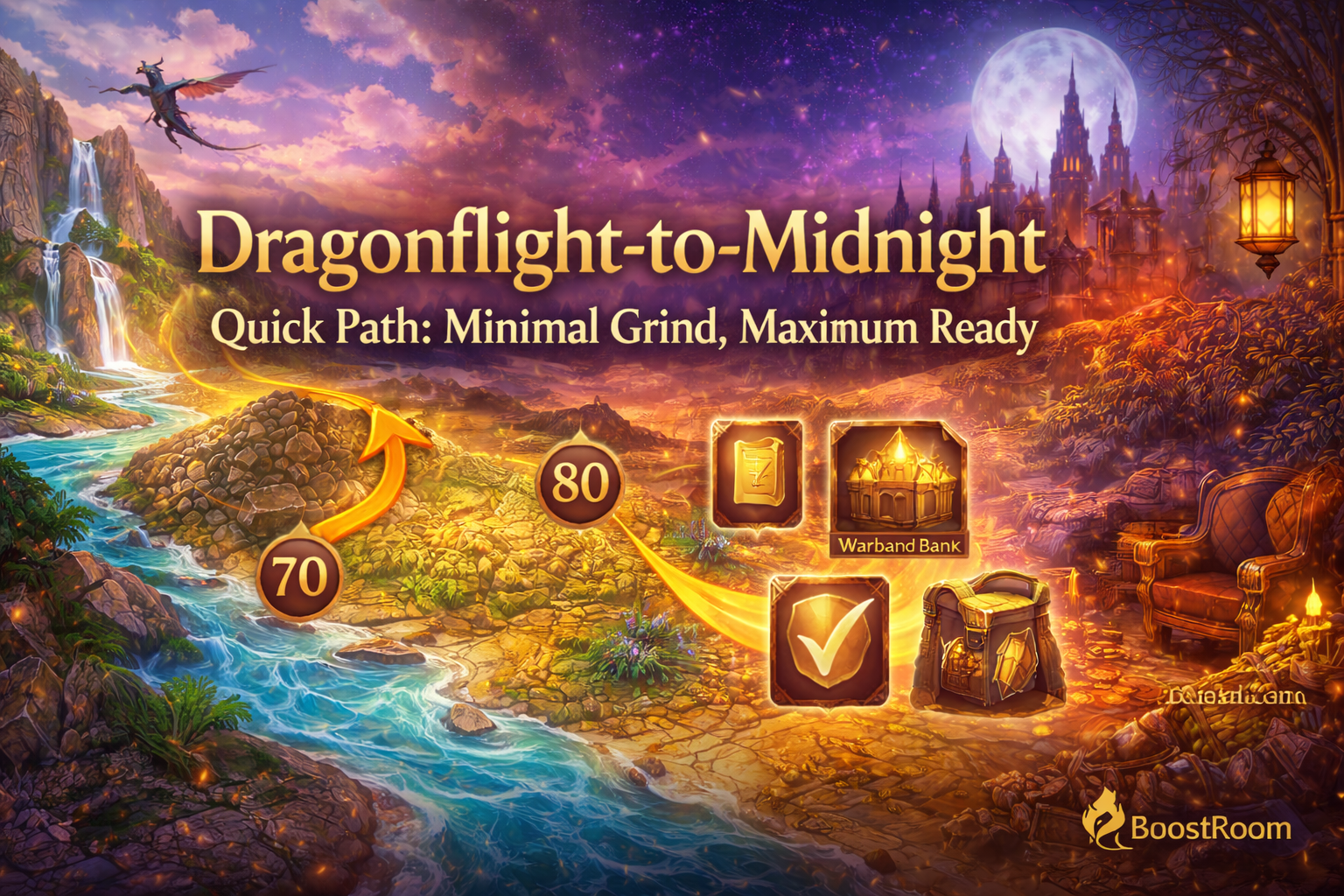 Dragonflight to Midnight guide, WoW Midnight quick path, minimal grind prep, War Within recap 70-80, level 80 to 90 plan, WoW Midnight launch checklist, Warbands setup, Warband Bank tips Dragonflight to Midnight guide, WoW Midnight quick path, minimal grind prep, War Within recap 70-80, level 80 to 90 plan, WoW Midnight launch checklist, Warbands setup, Warband Bank tips