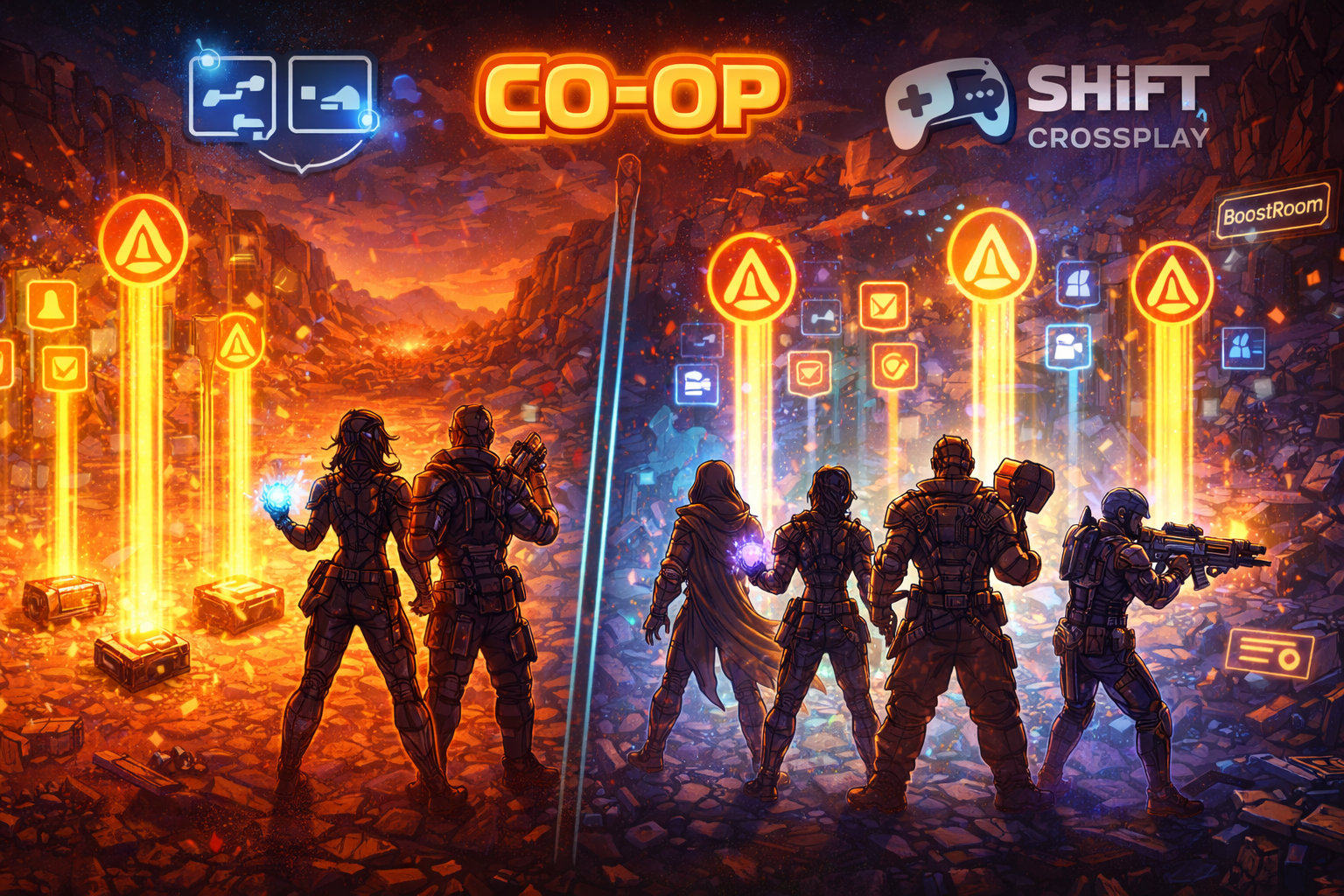 Borderlands 4 co-op guide, Borderlands 4 duo tips, Borderlands 4 squad tips, Borderlands 4 crossplay, Borderlands 4 SHiFT co-op, Borderlands 4 split-screen PS5