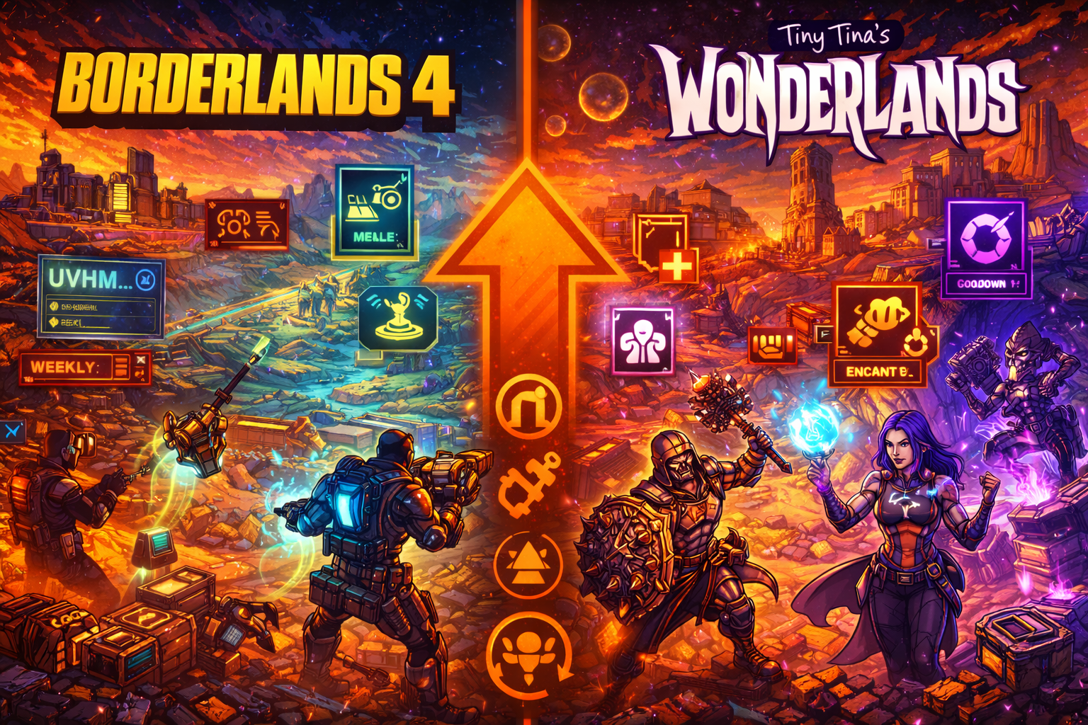 Borderlands 4 vs Tiny Tina’s Wonderlands, Borderlands 4 Wonderlands comparison, Wonderlands features to carry over, Borderlands 4 endgame improvements, Chaos Chamber style endgame, Borderlands 4