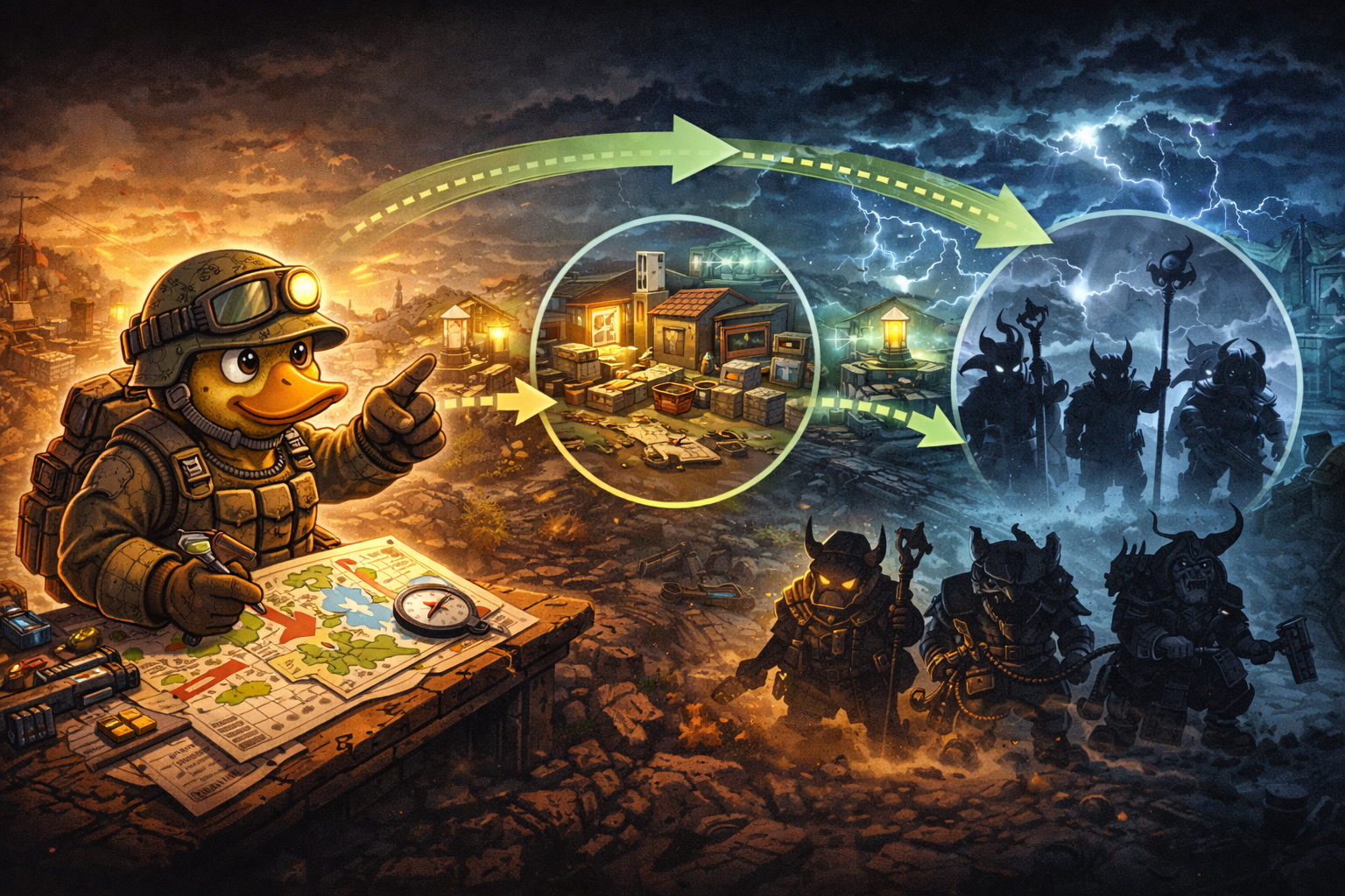 Average Duck Duckov, Escape from Duckov progression roadmap, Duckov endgame guide, beacons roadmap Duckov, Unlock Beacon I Road Camp, Unlock Beacon II Gas Station, Warehouse Area unlock zipline