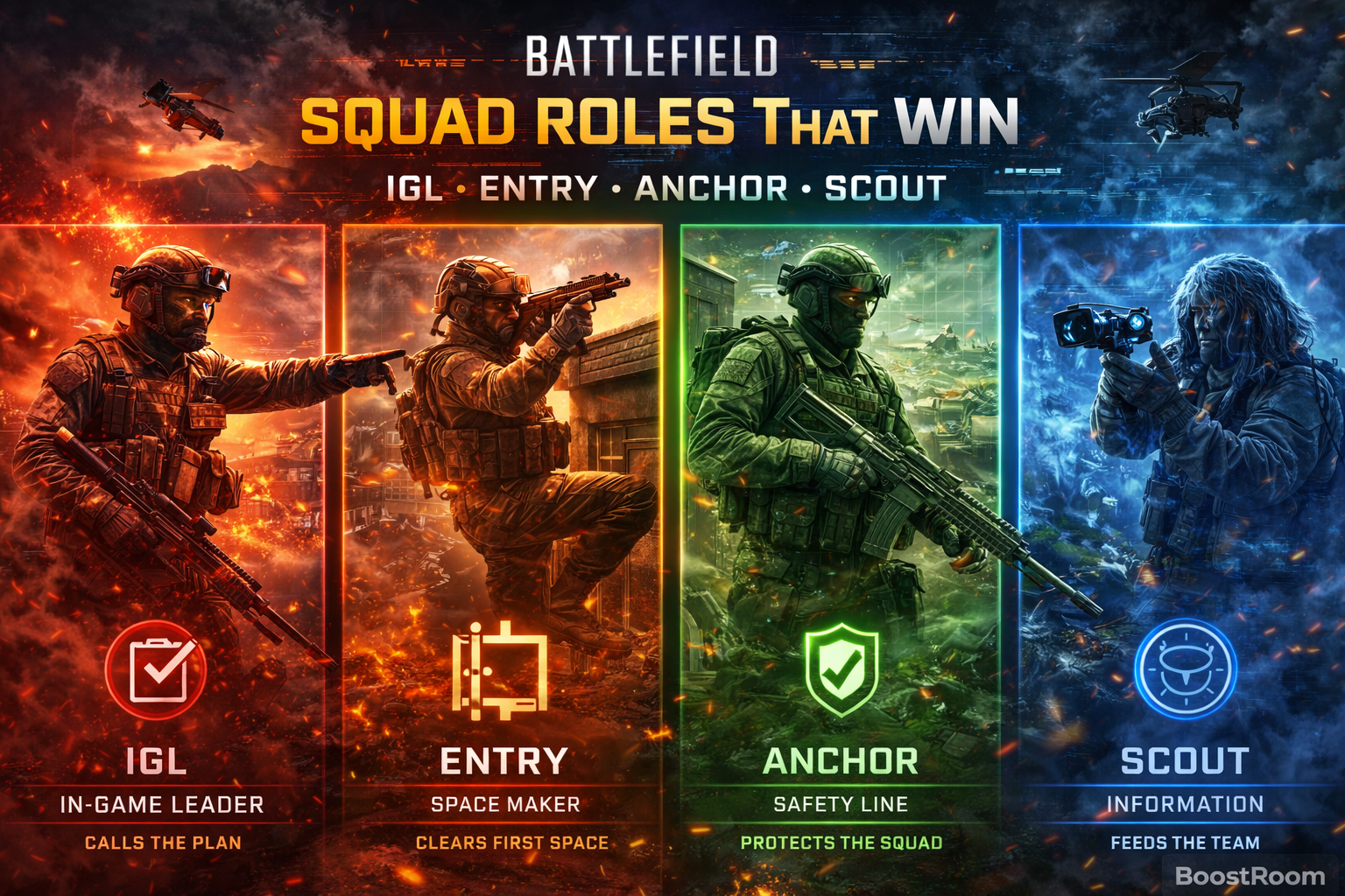 Battlefield REDSEC squad roles, REDSEC IGL guide, Entry fragger REDSEC, Anchor role REDSEC, Scout role REDSEC, simple squad system Battlefield REDSEC, how to coordinate squads REDSEC