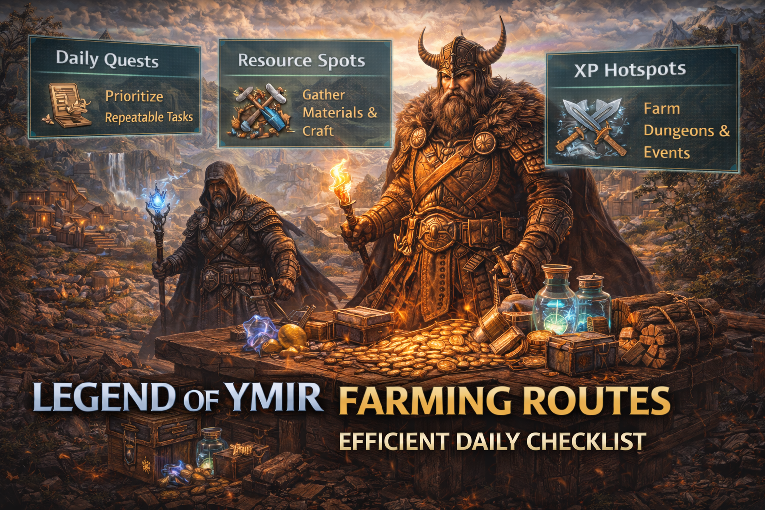 Legend of YMIR farming routes, Legend of YMIR daily checklist, Legend of YMIR daily routine, efficient farming Legend of YMIR, best daily tasks Legend of YMIR