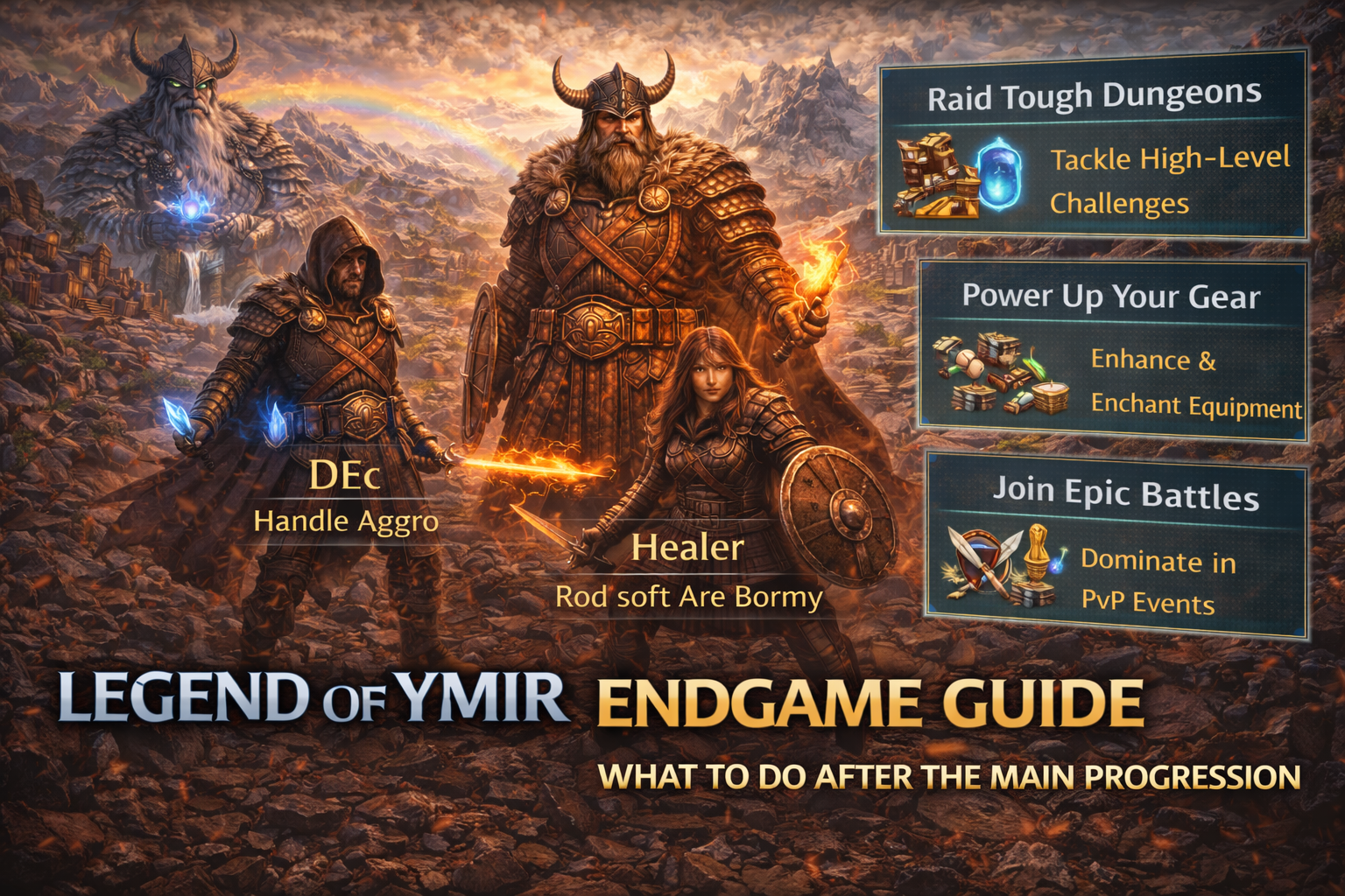 Legend of YMIR endgame guide, what to do after main progression, Legend of YMIR awakening, Legend of YMIR rune system, rune slots every 5 levels, endgame daily checklist, endgame weekly checklist