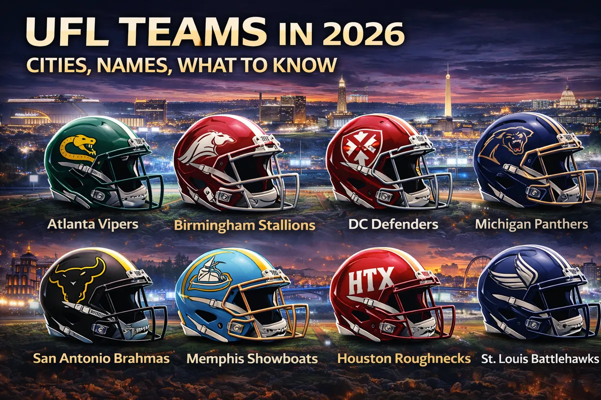 UFL teams 2026, UFL cities 2026, UFL stadiums 2026, Birmingham Stallions, Columbus Aviators, Dallas Renegades, DC Defenders, Houston Gamblers, Louisville Kings, Orlando Storm, St. Louis Battlehawks