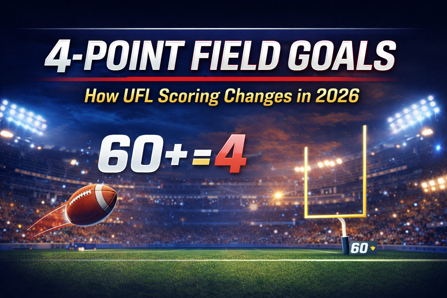 -point field goal UFL, UFL 2026 scoring, UFL scoring rules 2026, UFL 60-yard field goal, four point field goal 60 yards, UFL points after touchdown 2026, UFL PAT options 2026, UFL 33-yard extra point -point field goal UFL, UFL 2026 scoring, UFL scoring rules 2026, UFL 60-yard field goal, four point field goal 60 yards, UFL points after touchdown 2026, UFL PAT options 2026, UFL 33-yard extra point
