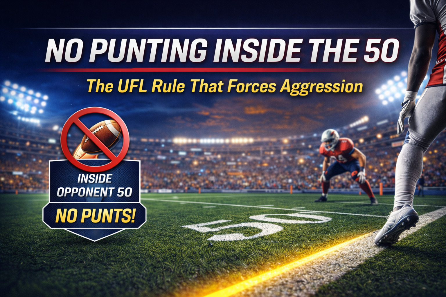 no punting inside the 50 UFL, UFL punt rule 2026, UFL no punt after midfield, UFL fourth down rule 2026, UFL made ready for play punt rule, UFL two-minute warning punt exception, UFL no punting inside the 50 UFL, UFL punt rule 2026, UFL no punt after midfield, UFL fourth down rule 2026, UFL made ready for play punt rule, UFL two-minute warning punt exception, UFL