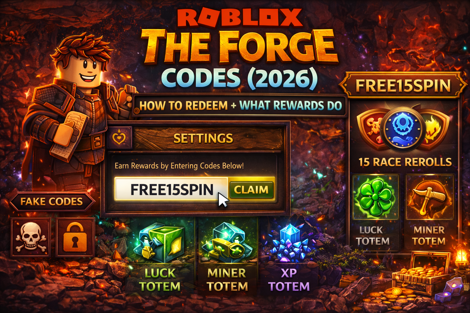 Roblox The Forge codes 2026, The Forge code list March 2026, FREE15SPIN The Forge, how to redeem codes The Forge, race rerolls The Forge, spins The Forge, Luck Totem The Forge, Miner Totem The Forge Roblox The Forge codes 2026, The Forge code list March 2026, FREE15SPIN The Forge, how to redeem codes The Forge, race rerolls The Forge, spins The Forge, Luck Totem The Forge, Miner Totem The Forge