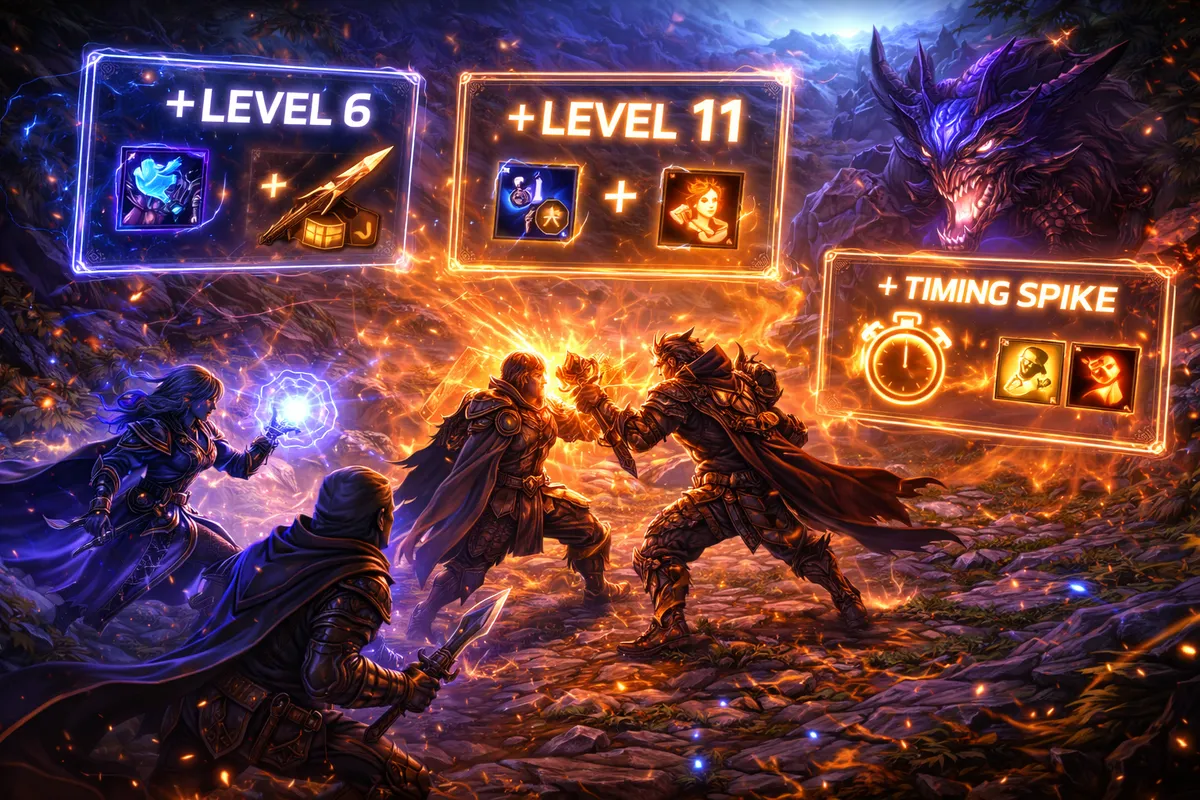 power spikes LoL, understanding power spikes 2026, level spikes League of Legends, item spikes LoL, timing your fights, when to fight LoL, level 2 spike, level 3 spike, level 6 all-in