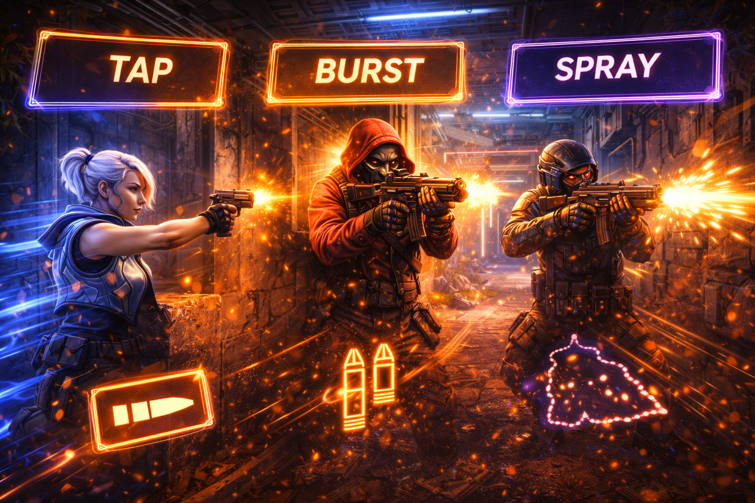 valorant spray control, valorant recoil control, when to tap burst spray valorant, valorant tapping guide, valorant bursting guide, valorant spray guide, valorant recoil reset