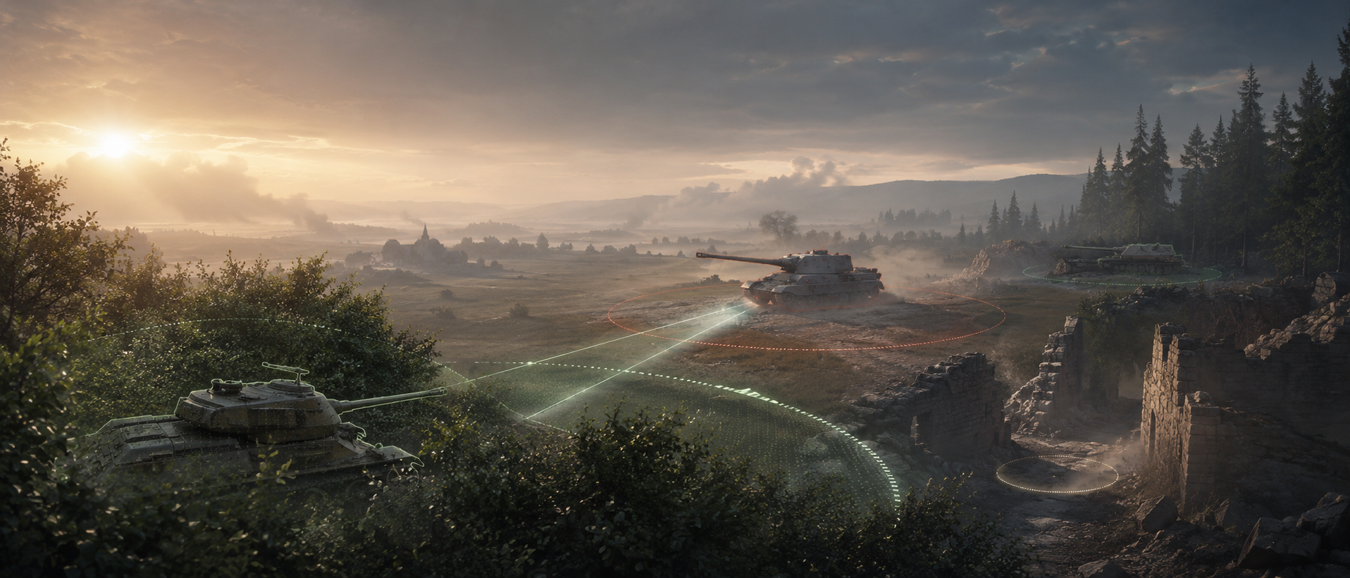 World of Tanks spotting mechanics, WoT view range explained, WoT camouflage explained, WoT bushes mechanics, WoT 15 meter bush rule, WoT proxy spotting 50m, WoT max spotting range 445m
