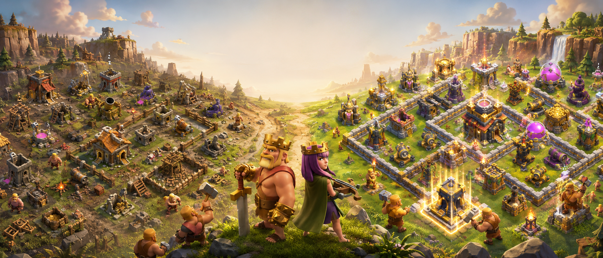Clash of Clans rushed base recovery, fix rushed base guide, rushed village upgrade order, offense first upgrade priority, hero upgrade schedule, best farming strategy rushed base