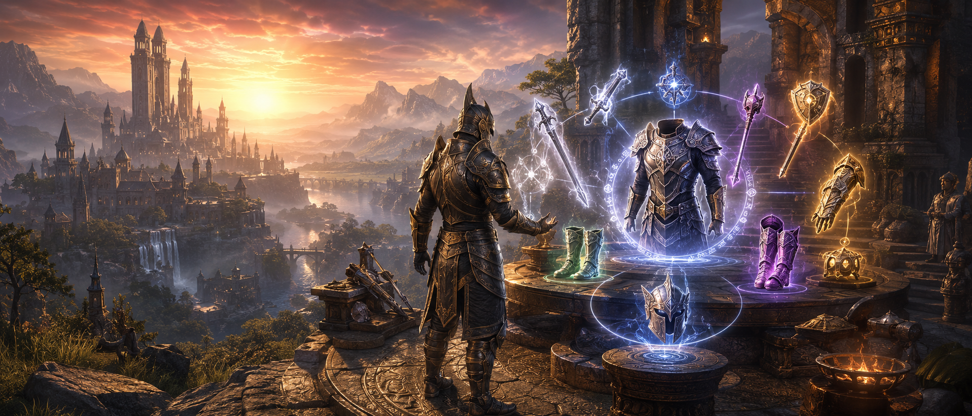 how gear works in ESO, ESO gear guide 2026, ESO sets explained, ESO set bonuses, ESO traits explained, ESO trait research guide, ESO enchantments guide, ESO glyphs runes guide, ESO item