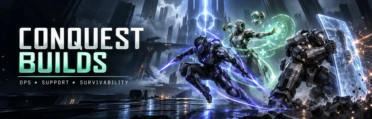 the first descendant conquest best builds,karel's mothership builds,conquest dps build,conquest support build,conquest survivability build,yujin conquest build,