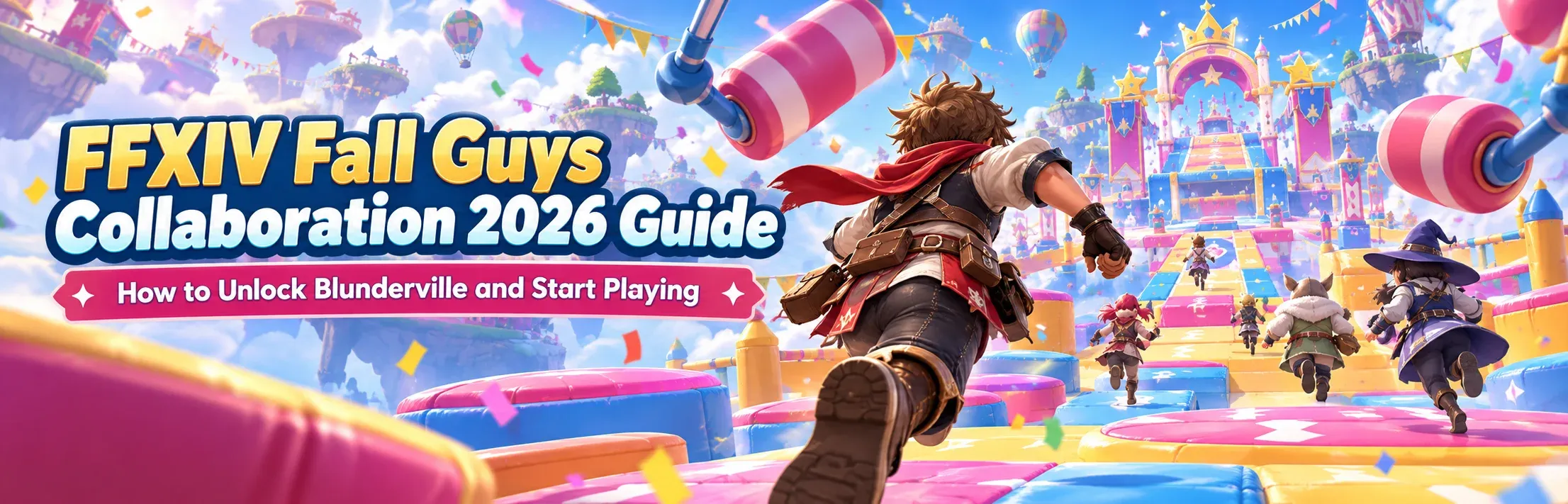 ffxiv fall guys event, ffxiv blunderville unlock, how to unlock blunderville, ffxiv fall guys quest, just crowning around ffxiv, ffxiv fall guys requirements, blunderville location ffxiv,